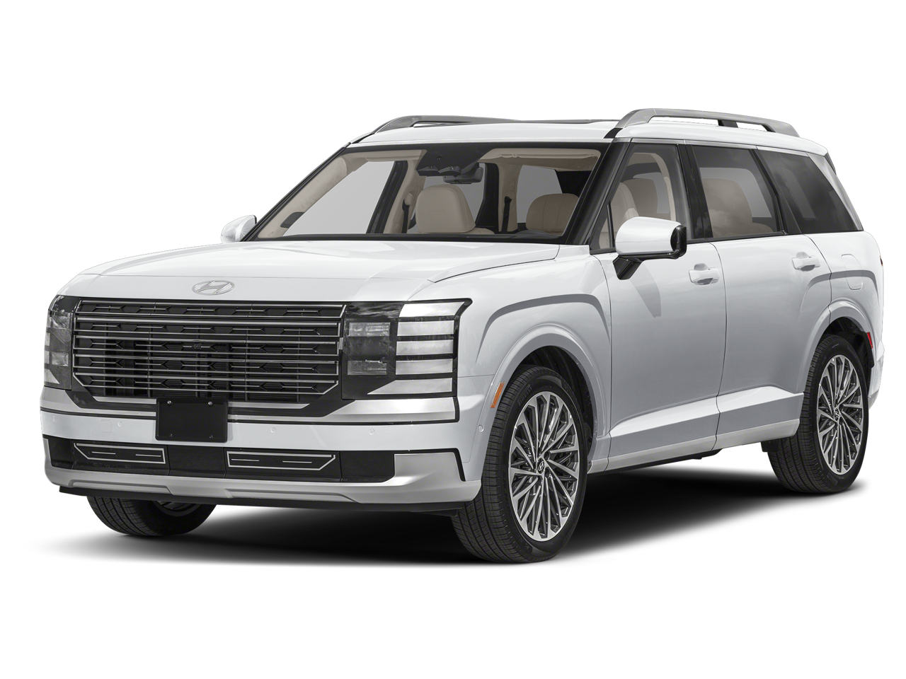 2026 Hyundai PALISADE Calligraphy in Creamy White Pearl — front three-quarter view