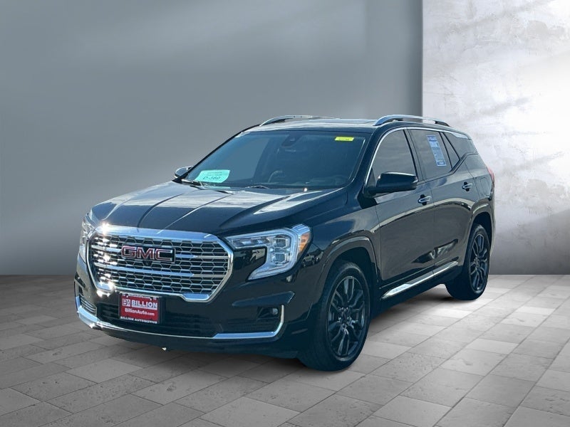2023 GMC Terrain Denali in Ebony Twilight Metallic — front three-quarter view